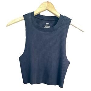 Aerie Ribbed Tank Top Black Crop Women’s Size Small